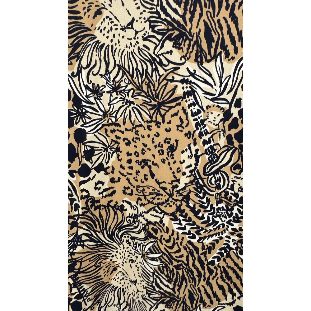Lilly Pulitzer Maxi Dress Women Large Tan Animal Print Jungle Safari Long Sleeve - Picture 5 of 16
